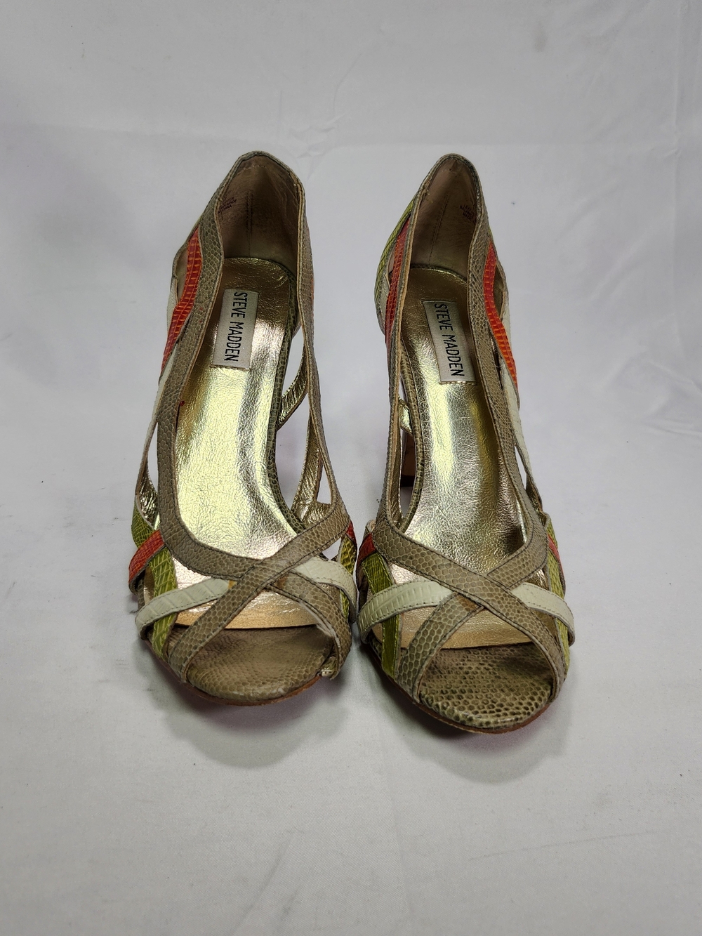 Steve Madden Women's Multicolor Strappy Peep-Toe Heels